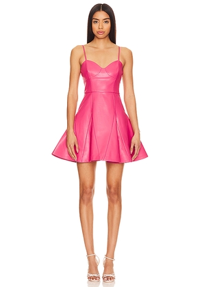 Susana Monaco Faux Leather Corset Flare Dress in Pink. Size M. Also in XL.