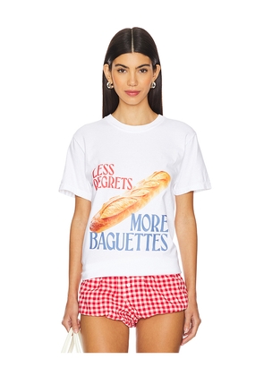 Polychrome Goods Less Regrets More Baguettes T Shirt in White. Size L. Also in S, XL.