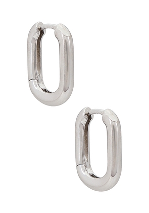 SHASHI Cosmo Huggie in Metallic Silver.