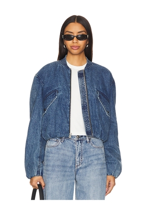 Rag & Bone Maggie Cropped Bomber in Denim-Medium. Size L. Also in XL.