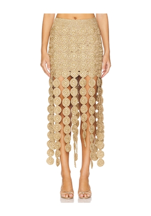 SIMONMILLER Beep Beep Maxi Skirt in Metallic Gold. Size L. Also in M.