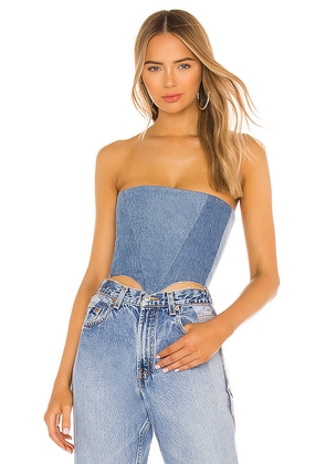 SAMI MIRO VINTAGE Corset Top in Denim-Light. Size L. Also in S, XL.
