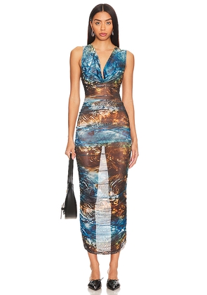 superdown Delara Ruched Dress in Blue. Size XS. Also in XXS.