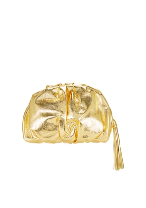 Rebecca Minkoff Ruched Clutch in Metallic Gold.