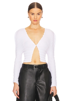 Sid Neigum Cropped Knife X Box Pleated Cardigan in White. Size L. Also in XL.