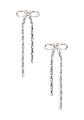 SHASHI Bianca Bow Earring in Metallic Silver.