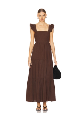 SNDYS x REVOLVE Peaches Linen Dress in Chocolate. Size L. Also in XXS, XS, S, M, XL, XXL.