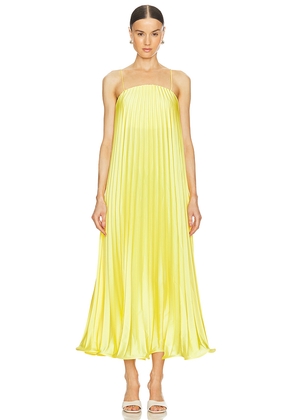 SELEZZA LONDON Gianna Pleated Midi Dress in Yellow. Size M. Also in S.