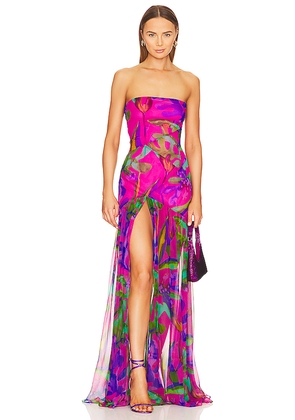 retrofete Nicole Silk Dress in Fuchsia. Size M. Also in XXS, XS, S.