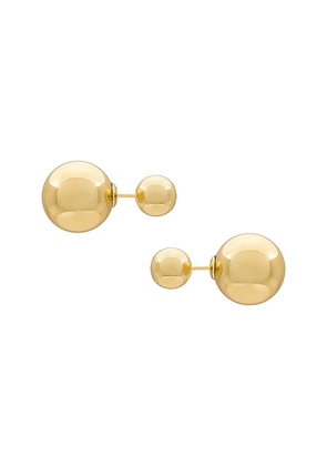 SHASHI Double Ball Earring in Metallic Gold.