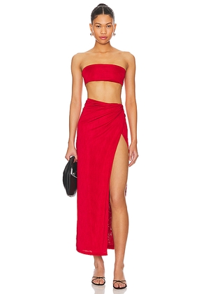 superdown Karolyna Maxi Skirt Set in Red. Size M. Also in XXS, XS, S, L, XL.