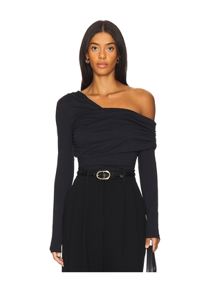 Susana Monaco One Shoulder Off Shoulder Long Sleeve Top in Black. Size L. Also in XS, XL.