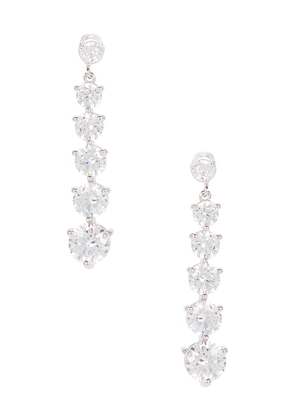 SHASHI Graduated Tennis Earring in Metallic Silver.