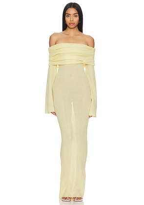 SEROYA Galleria Maxi Dress in Lemon. Size L. Also in XS, S, M.