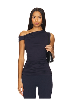 Susana Monaco Asymmetric Gathered Top in Navy. Size M. Also in XS.