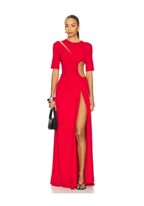 Sid Neigum Gathered Slit Maxi Dress in Red. Size M. Also in S, XS.