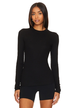 Splits59 Louise Rib Long Sleeve Top in Black. Size L. Also in XS, S, M.