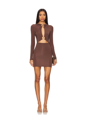 superdown Sarah Cut Out Dress in Chocolate. Size L. Also in XXS, M.