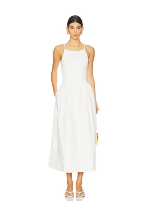 Shona Joy Aliah High Neck Midi Dress in Ivory. Size L. Also in XS, S, M, XL.
