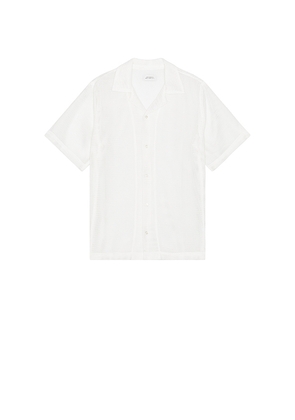SATURDAYS NYC Canty Mesh Short Sleeve Shirt in White. Size M. Also in S, XL/1X.