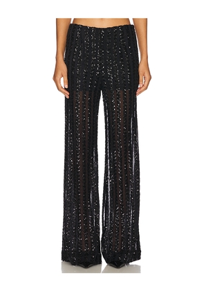 SANS FAFF Striped Sequin Trousers in Black. Size L. Also in XS.