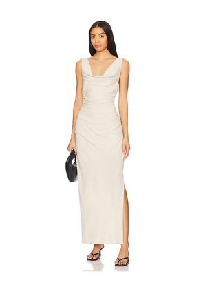 SOVERE Bella Midi Dress in Beige. Size M. Also in S.