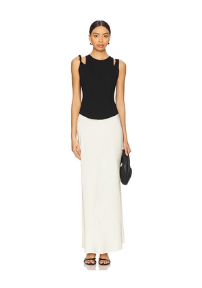 SOVERE Tranquil Knit Dress in Black,White. Size L. Also in M, S, XS.