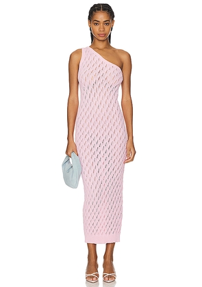 SNDYS Claire One Shoulder Maxi Dress in Pink. Size L. Also in XL, XXL.