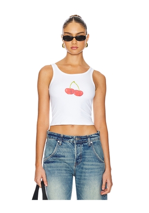 SNDYS x REVOLVE Cherry Tank Top in White. Size L. Also in XS, S, M, XXS, XXL.