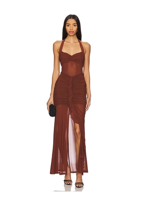 Runaway The Label Tallula Maxi Dress in Brown. Size L. Also in XS, S, M, XL/1X.