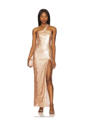 superdown Sisely Maxi Dress in Metallic Copper. Size M. Also in XS, S.