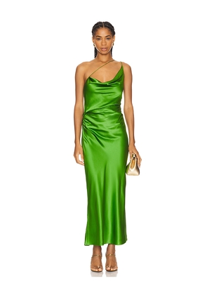 The Sei One Shoulder Cowl Dress in Green. Size 2. Also in 6.