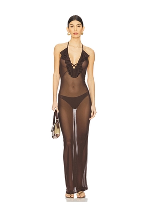 superdown Alazane Maxi Dress in Brown. Size L. Also in M.