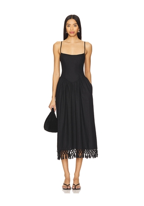 Tularosa Lexi Midi Dress in Black. Size L. Also in XS, S, XL.