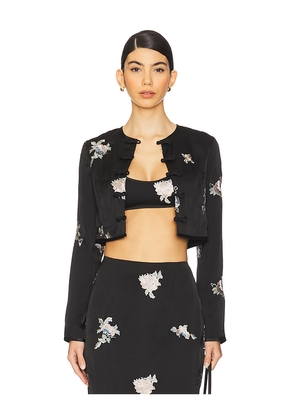 SAU LEE Mira Embroidered Top in Black. Size 10. Also in 12, 4.