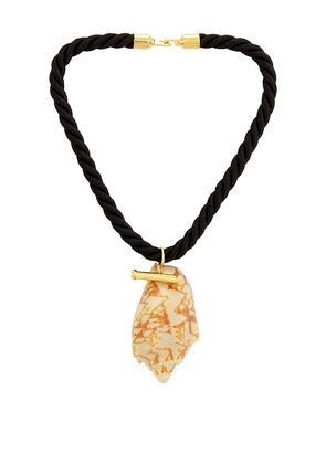 Timeless Pearly Shell Cord Necklace in Black.