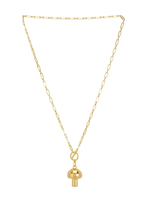 Timeless Pearly Mushroom Necklace in Metallic Gold.