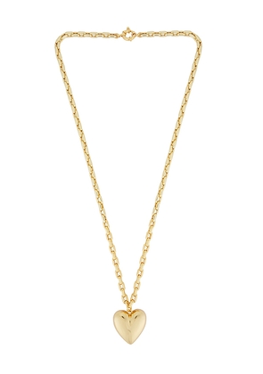 Timeless Pearly Heart Necklace in Metallic Gold.