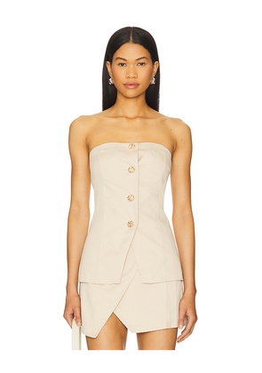 SNDYS Emilie Strapless Top in Cream. Size L. Also in XS, S, M, XL.