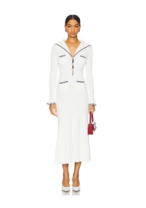 self-portrait Viscose Rib Knit Midi Dress in White. Size L. Also in S, M.