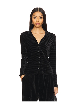 Sanctuary Textured Velvet Button Up Top in Black. Size L. Also in XS, XXS.
