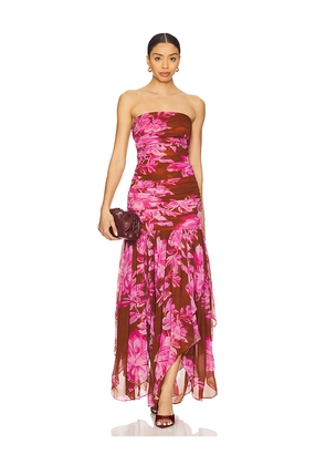 retrofete Teryn Dress in Brown,Pink. Size L. Also in XS, S, M, XL.