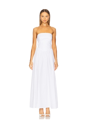 Susana Monaco Poplin Drop Waist Maxi Dress in White. Size L. Also in XS, S, M, XL.