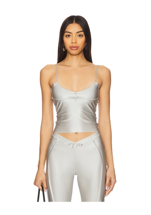 SAMI MIRO VINTAGE Double Layer Tank Top in Metallic Silver. Size M. Also in XS, S.