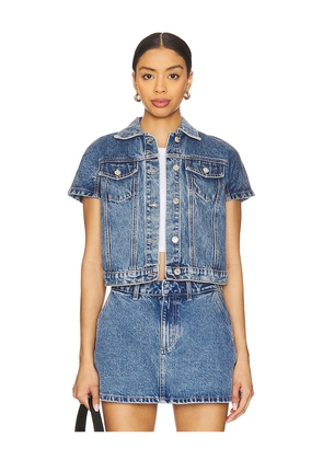 SEROYA Magda Cap Sleeve Top in Blue. Size M. Also in XS, S, XL.