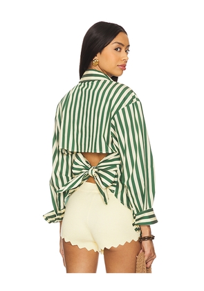 SIMONMILLER Loch Poplin Button Up in Green. Size L. Also in XS, S, M, XL.