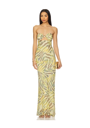 Runaway The Label Midal Maxi Dress in Cream,Green. Size L. Also in S, XS, M, XL, XXL.
