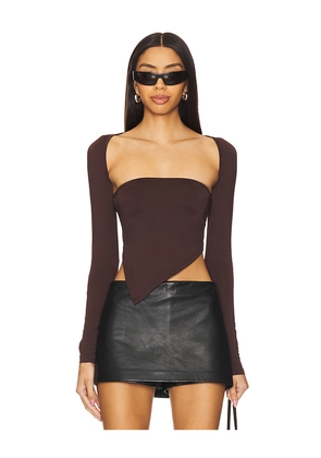 superdown Dax Shrug Top in Chocolate. Size L. Also in XS, S, M, XL.