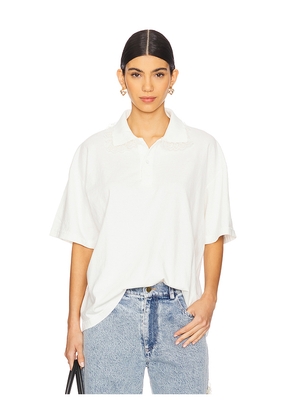 Tanner Fletcher Cletus Lace Trim Polo in White. Size S. Also in XS.