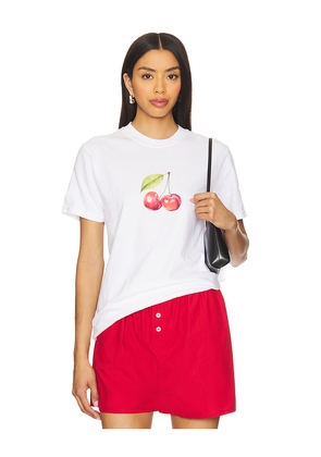 Polychrome Goods Summer Cherries T-shirt in White. Size L. Also in S, XL.